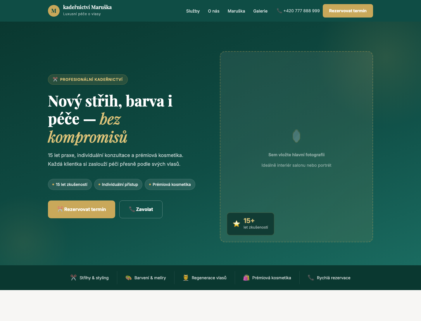 Ukázka webu na mobilu